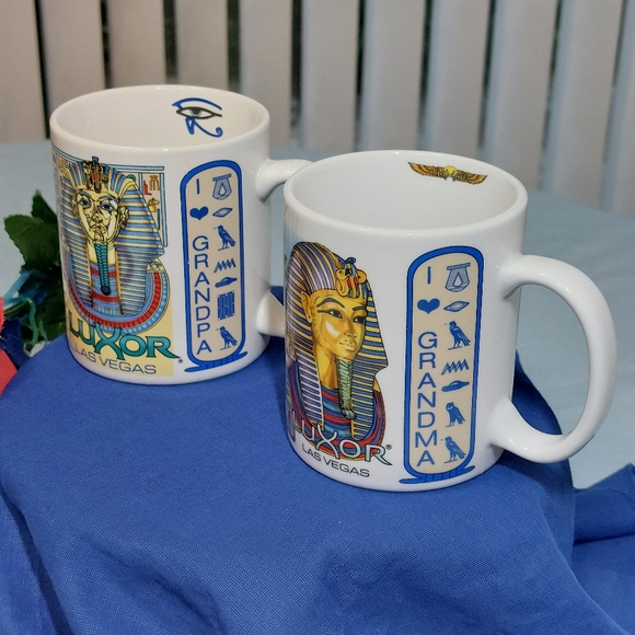 Pair of Vintage Luxor Las Vegas Casino Coffee Mugs Ancient Egypt, Grandparents - Picture 1 of 9